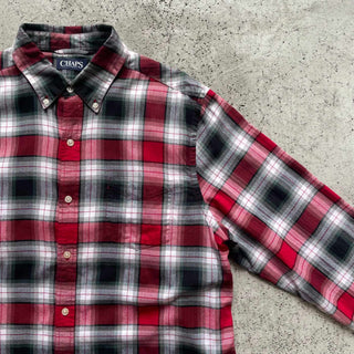 CHAPS ヘリンボーン オンブレ風 チェック ボタンダウン L/S シャツ