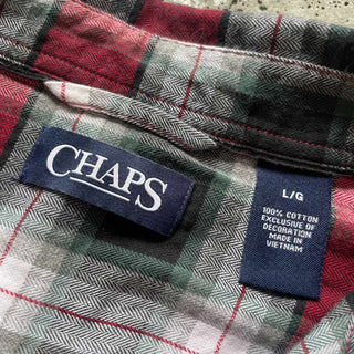 CHAPS ヘリンボーン オンブレ風 チェック ボタンダウン L/S シャツ