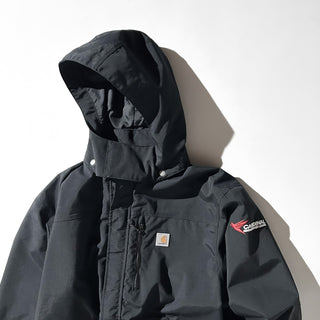 Carhartt "Storm Defender" ブラック 裏メッシュ ドローコード フーデッド ナイロン シェル ジャケット