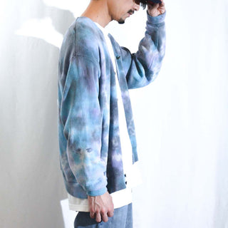 ～90's LACOSTE "FURST OF A KIND" タイダイ アクリル ニット カーディガン