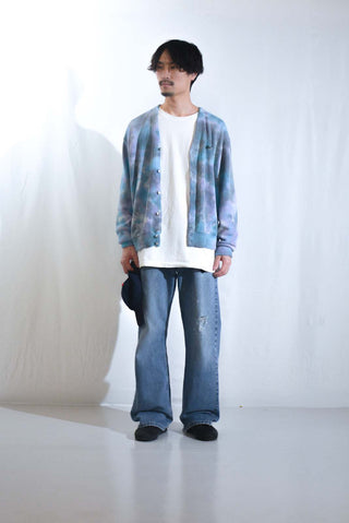 ～90's LACOSTE "FURST OF A KIND" タイダイ アクリル ニット カーディガン