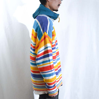 90's～ マルチボーダー コットン ニット セーター