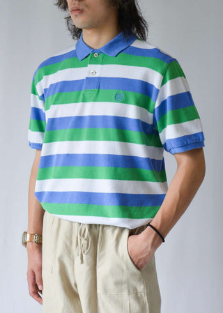 CHAPS マルチボーダー ワンポイント刺繍 S/Sポロシャツ