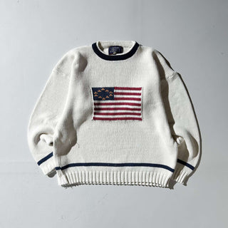 90's "made in USA" LIBERTY 星条旗 コットンニット セーター