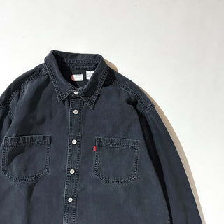 00's Levi's QUALITY CLOTHING ブラックデニム L/Sシャツ(ブラック)