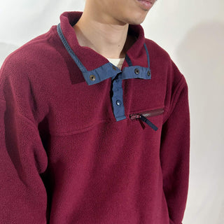 80's～90's "made in USA" EMS バーガンディ ナイロン前立て スナップTタイプ フリース ジャケット