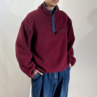 80's～90's "made in USA" EMS バーガンディ ナイロン前立て スナップTタイプ フリース ジャケット