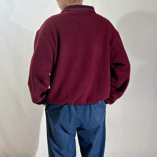 80's～90's "made in USA" EMS バーガンディ ナイロン前立て スナップTタイプ フリース ジャケット