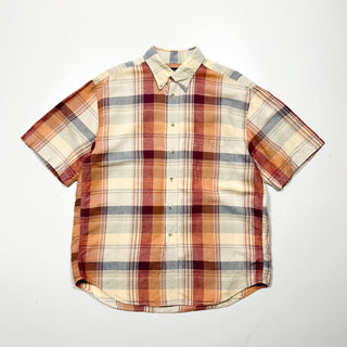 00's "made in BULGARIA" ROUNDTREE & YORKE リネン×コットン チェック S/Sシャツ