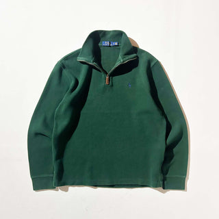 Ralph Lauren ハーフジップ コットンニット セーター(グリーン)