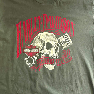 Harley-Davidson "髑髏" プリント Tシャツ(オリーブ)