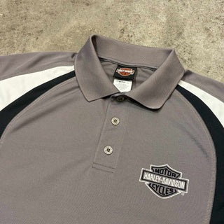 Harley Davidson ポリエステル ラグランスリーブ ポロシャツ