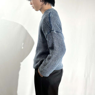 90's～ "made in USA" LE TIGRE インディゴ コットン ニット セーター