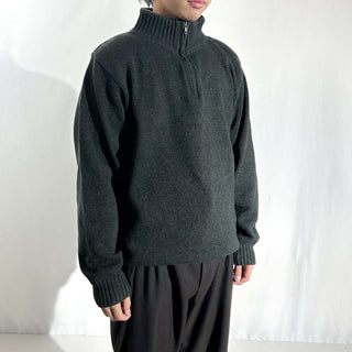 90's～ Oscar de la Renta メランジ コットン ハーフジップ ニット セーター