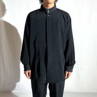 90's～ CITY STREETS スタンドカラー 比翼 L/Sシャツ(ブラック)