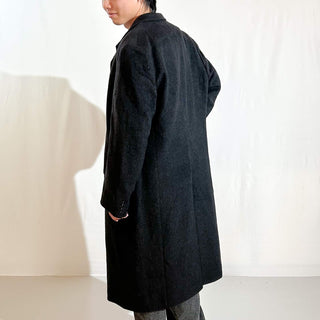 90's～ "made in England" burakku カシミア混 メルトン ウール チェスター コート