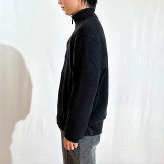 90's～ OLD Ralph Lauren "EXCLUSIVE OF DECORATION" ブラック ハーフジップ ニット セーター