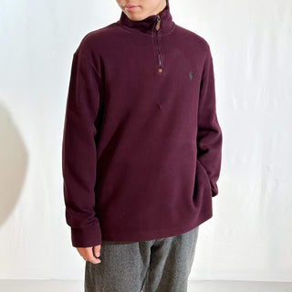 90's～ OLD Ralph Lauren ワインレッド ハーフジップ ニット セーター
