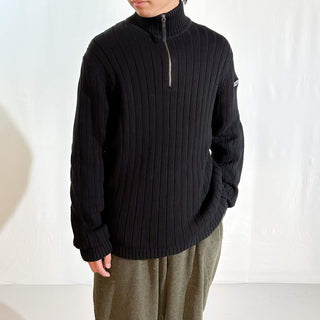 90's～00's Calvin Klein Jeans ブラック リブ編み ハーフジップ ニット セーター