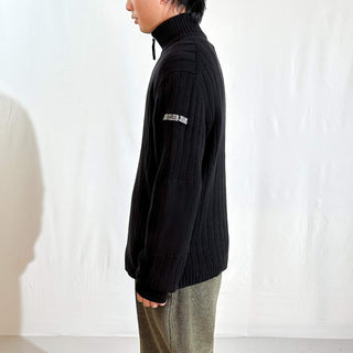 90's～00's Calvin Klein Jeans ブラック リブ編み ハーフジップ ニット セーター