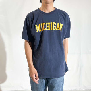90's "made in USA" champion "MICHIGAN" 短丈 カレッジ プリント Tシャツ