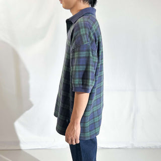 90's TOMMY HILFIGER 短丈 ブラックウォッチ S/Sポロシャツ