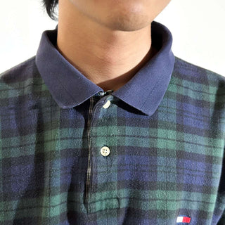 90's TOMMY HILFIGER 短丈 ブラックウォッチ S/Sポロシャツ