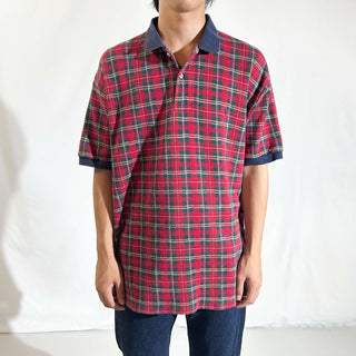 80's～90's OLD RALPH LAUREN タータンチェック S/Sポロシャツ