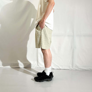 90's CLUB ROOM リネン×コットン チェック 2タック スラックス ショーツ