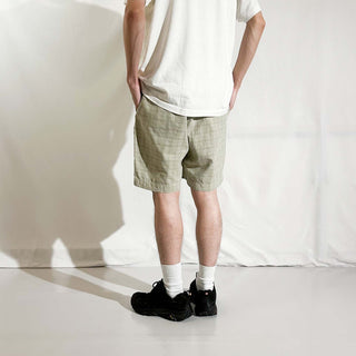 90's CLUB ROOM リネン×コットン チェック 2タック スラックス ショーツ