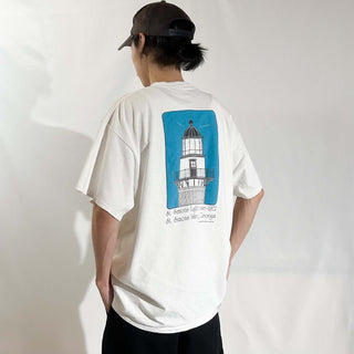 90's "made in USA" JENSEN "ST.SIMONS LIGHTHOUSE-1872" 両面プリント Tシャツ