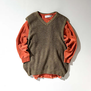 90's CHAUS オレンジ ベロア オーバーサイズ カットソー