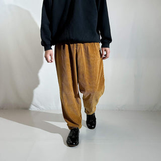 90's "made in SINGAPORE" Liz claiborne ライトブラウン 2タック コーデュロイ パンツ
