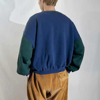 90's "made in USA" H.L.MILLER 短丈 2トーン ワンポイント スウェット シャツ