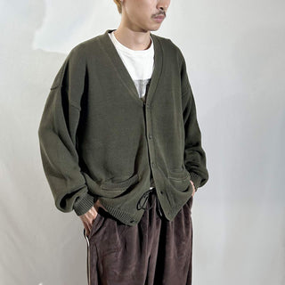 00's NORTHWEST TERRITORY オリーブ コットン ニット カーディガン