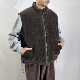 90's WIND RIVER ドローコード コーデュロイ リバーシブル ダウン ベスト