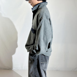 Patagonia グレー×ダークネイビー スナップT フリース プルオーバー ジャケット