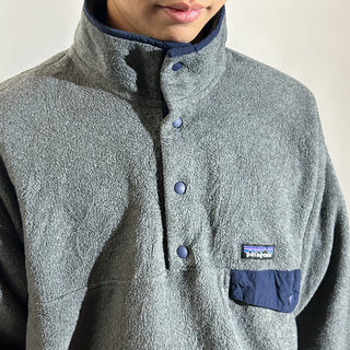 Patagonia グレー×ダークネイビー スナップT フリース プルオーバー ジャケット