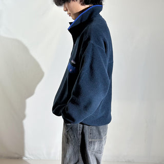 00's Patagonia ダークネイビー×ブルー スナップT フリース プルオーバー ジャケット