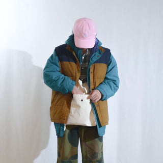 GAP カーキ×ネイビー スナップ 中綿 アウトドア ベスト