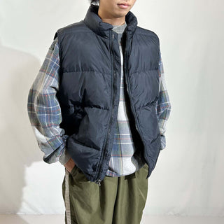 00's Eddie Bauer ブラック リップストップ ナイロン ダウン ベスト