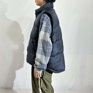 00's Eddie Bauer ブラック リップストップ ナイロン ダウン ベスト