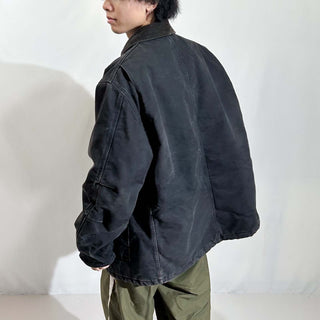00's Carhartt ブラック 裏キルティング フェード ダック トラディショナル コート