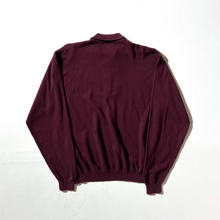 90's～ Croft & Barrow バーガンディ ニット L/Sポロシャツ