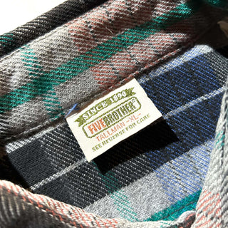 90's FIVE BROTHER チェック L/S ネルシャツ(ブルー×グレー)