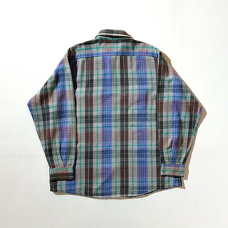 90's FIVE BROTHER チェック L/S ネルシャツ(ブルー×グレー)