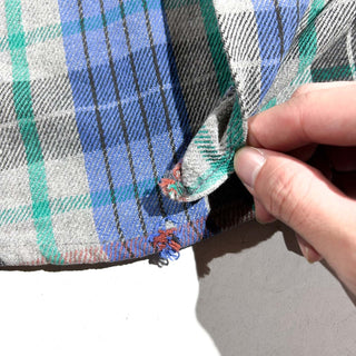 90's FIVE BROTHER チェック L/S ネルシャツ(ブルー×グレー)