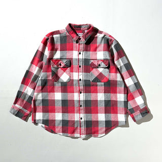 80's FIVE BROTHER ブロック チェック L/S ネルシャツ(レッド×ブラック×ホワイト)