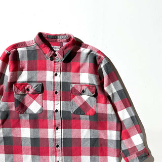 80's FIVE BROTHER ブロック チェック L/S ネルシャツ(レッド×ブラック×ホワイト)