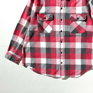 80's FIVE BROTHER ブロック チェック L/S ネルシャツ(レッド×ブラック×ホワイト)